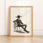 Minimalist Cowboy Sketch Art Print