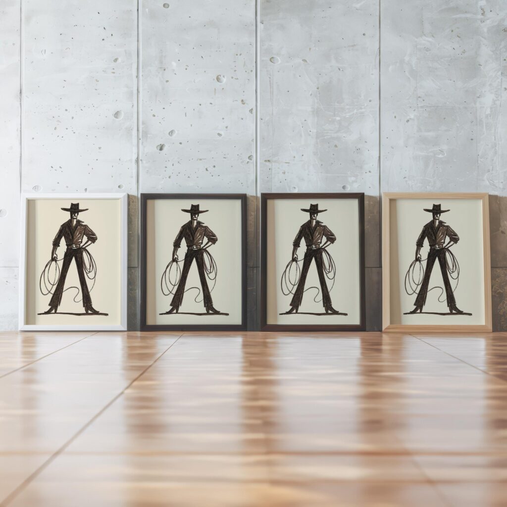 Minimalist Cowboy Wall Art Set of 3