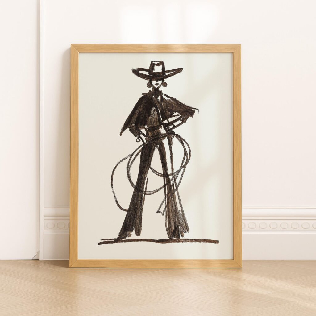 Modern Cowgirl Sketch Print