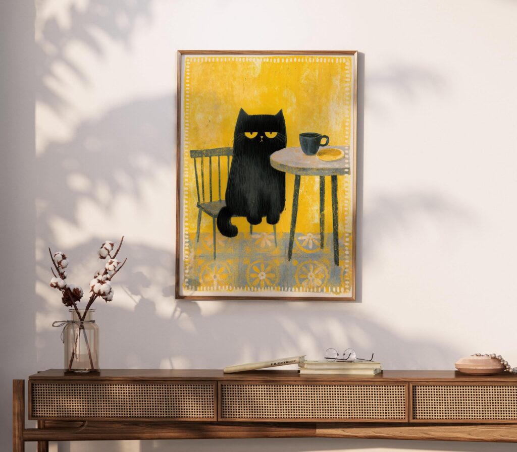 Moody Black Cat Print