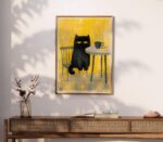 Moody Black Cat Print