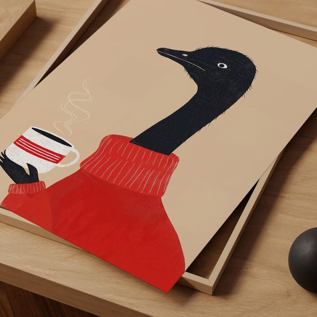 Ostrich Coffee Print