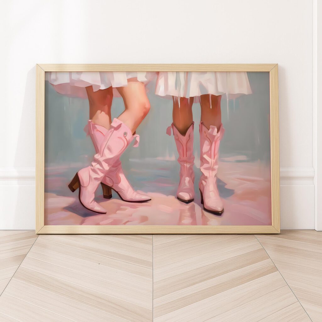 Pink Cowgirl Boots Art Print