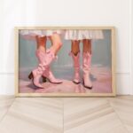 Pink Cowgirl Boots Art Print