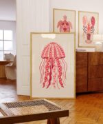 Pink Sea Creatures Print Set