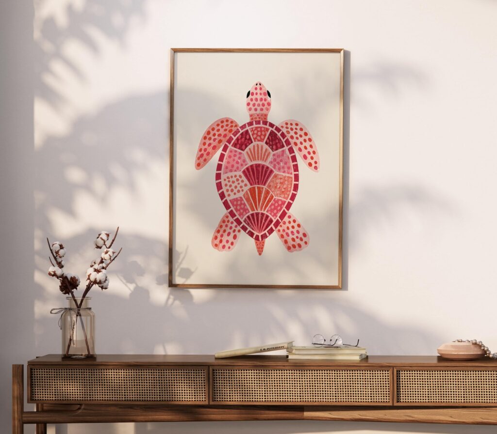 Pink Sea Turtle Print