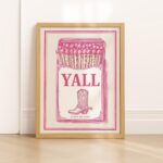 Pink Yall Cowgirl Boot Matchbox Art Print