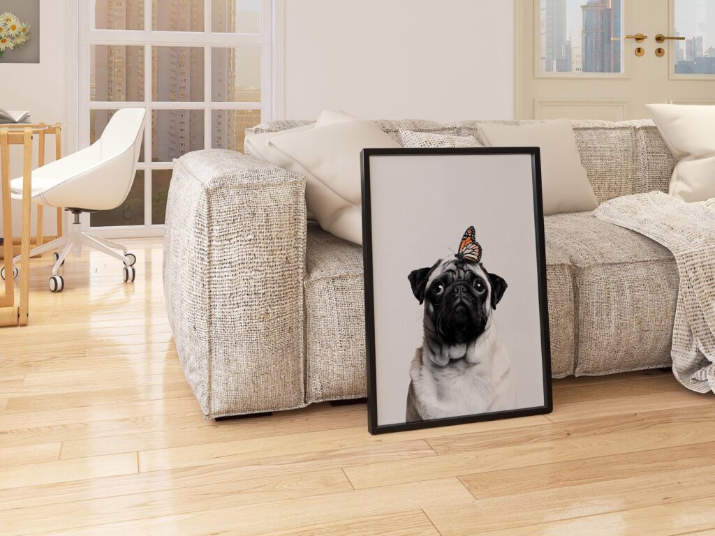 Pug with Monarch Print