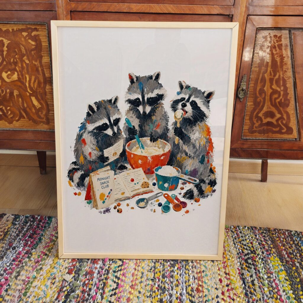 Raccoons Baking Print