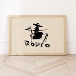 Rodeo Horse Rider Black Ink Wall Art