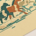 Running Wild Horses and Sun Print