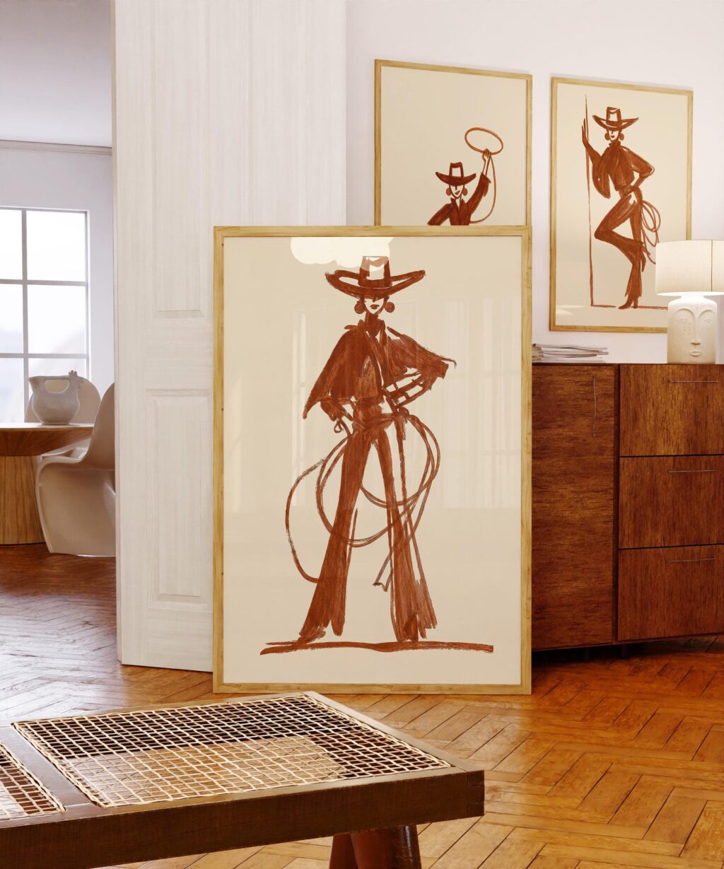 Rust Cowgirl Set of 3 Prints