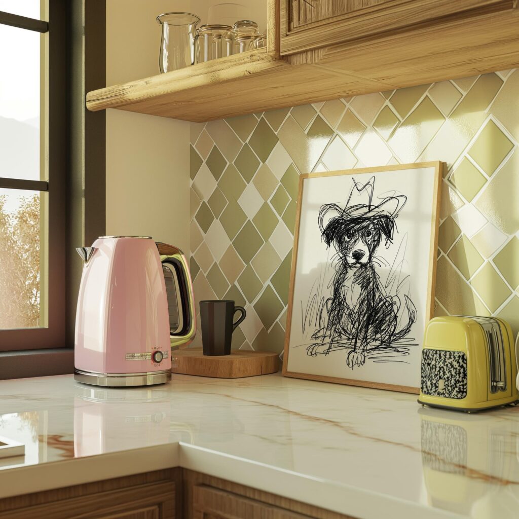 Scribble Cowboy Dog Print