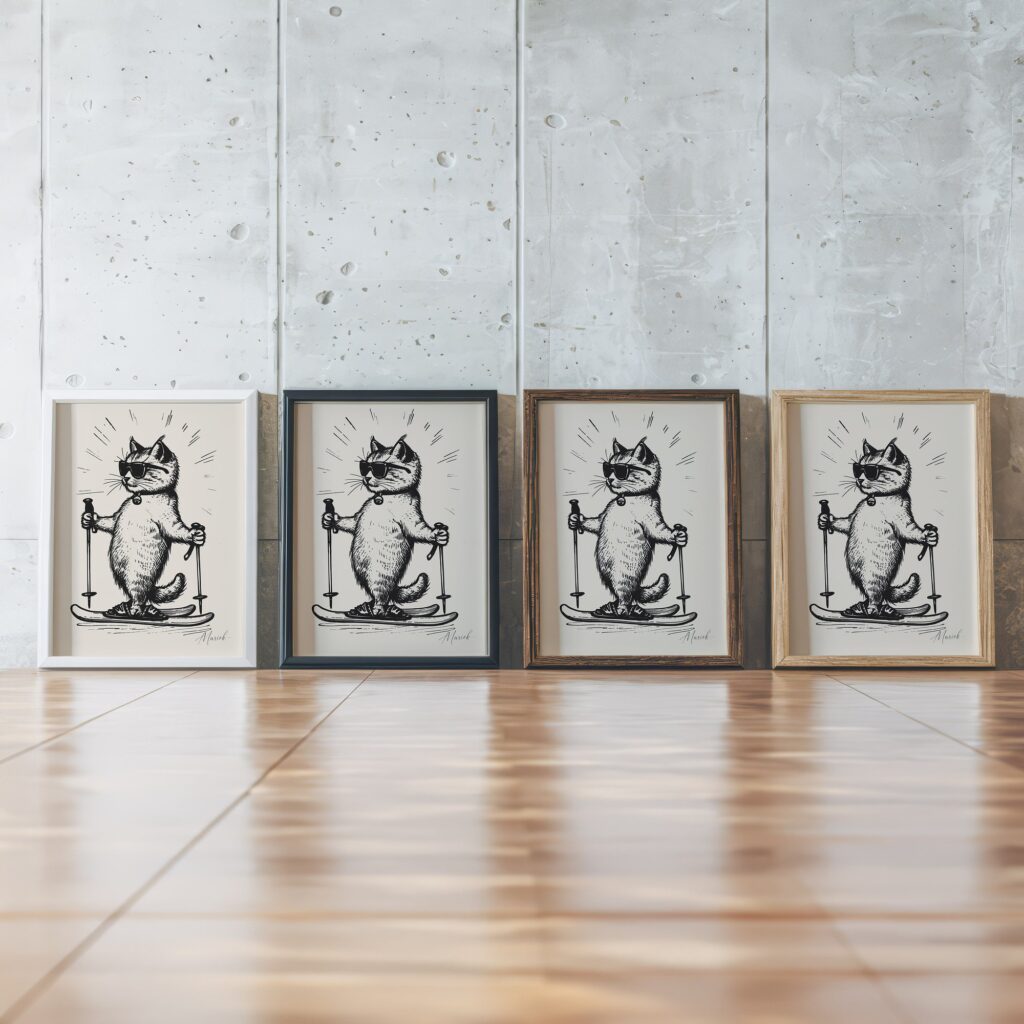 Skiing Cat Art Print