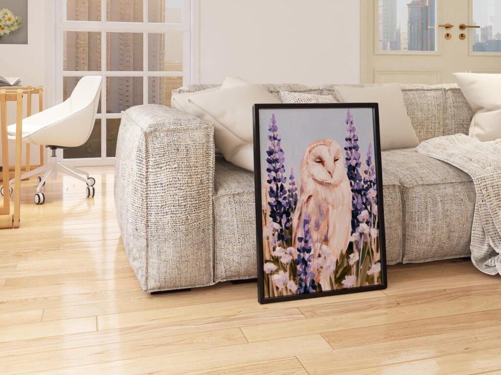 Sleeping Barn Owl Among Wildflowers Print