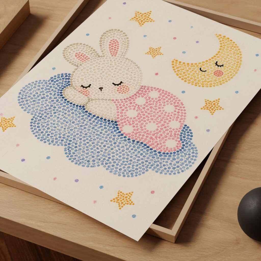 Sleeping Bunny Moon Cloud Print