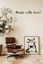 Sumi-e Coffee Cat Print