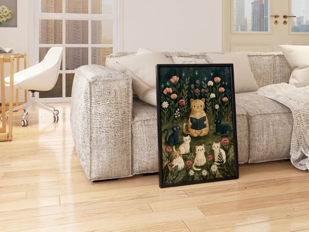 Tabby Cat Reading Print