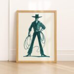 Teal Cowboy Western Print
