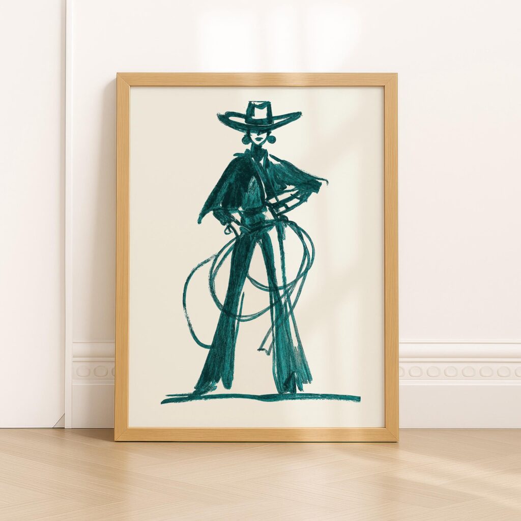 Teal Cowgirl Poster
