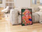 Two Flamingos Drinking Spritz on a Tropical Terrace Print