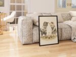Two Kittens Playing Croquet in Vintage Clothes Print