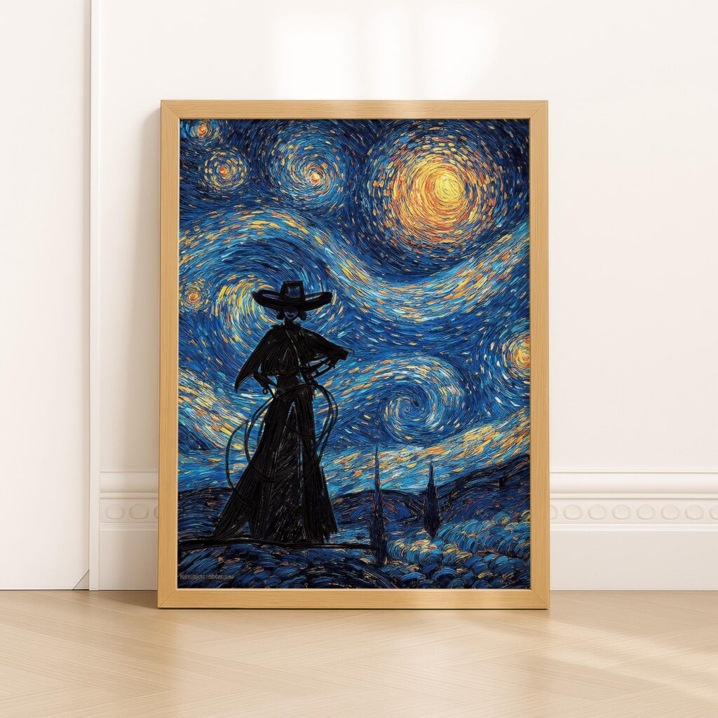Van Gogh Starry Night Cowgirl Print