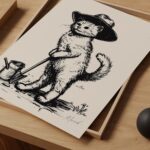 Vintage Cat Gardener Print