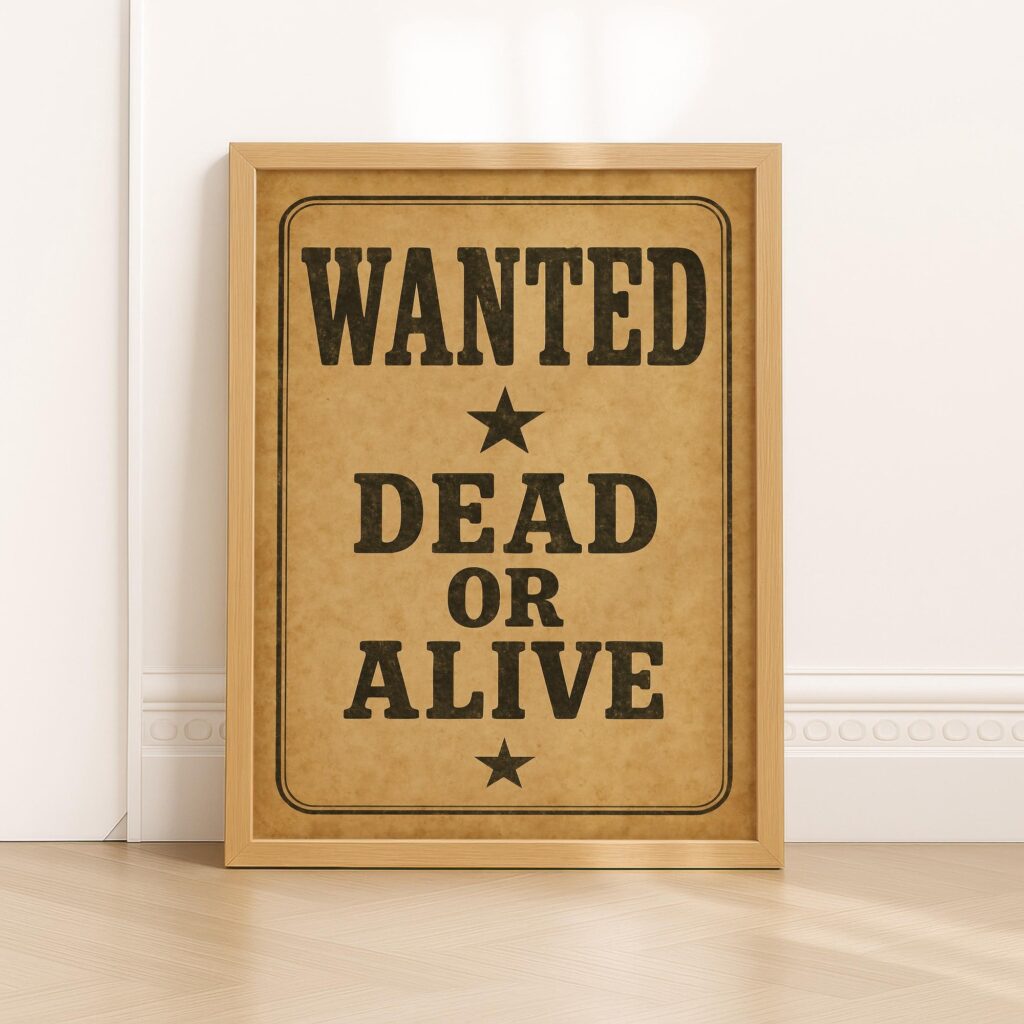 Wanted Dead Or Alive Sign Print