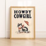 Western Cat Howdy Cowgirl Art Print