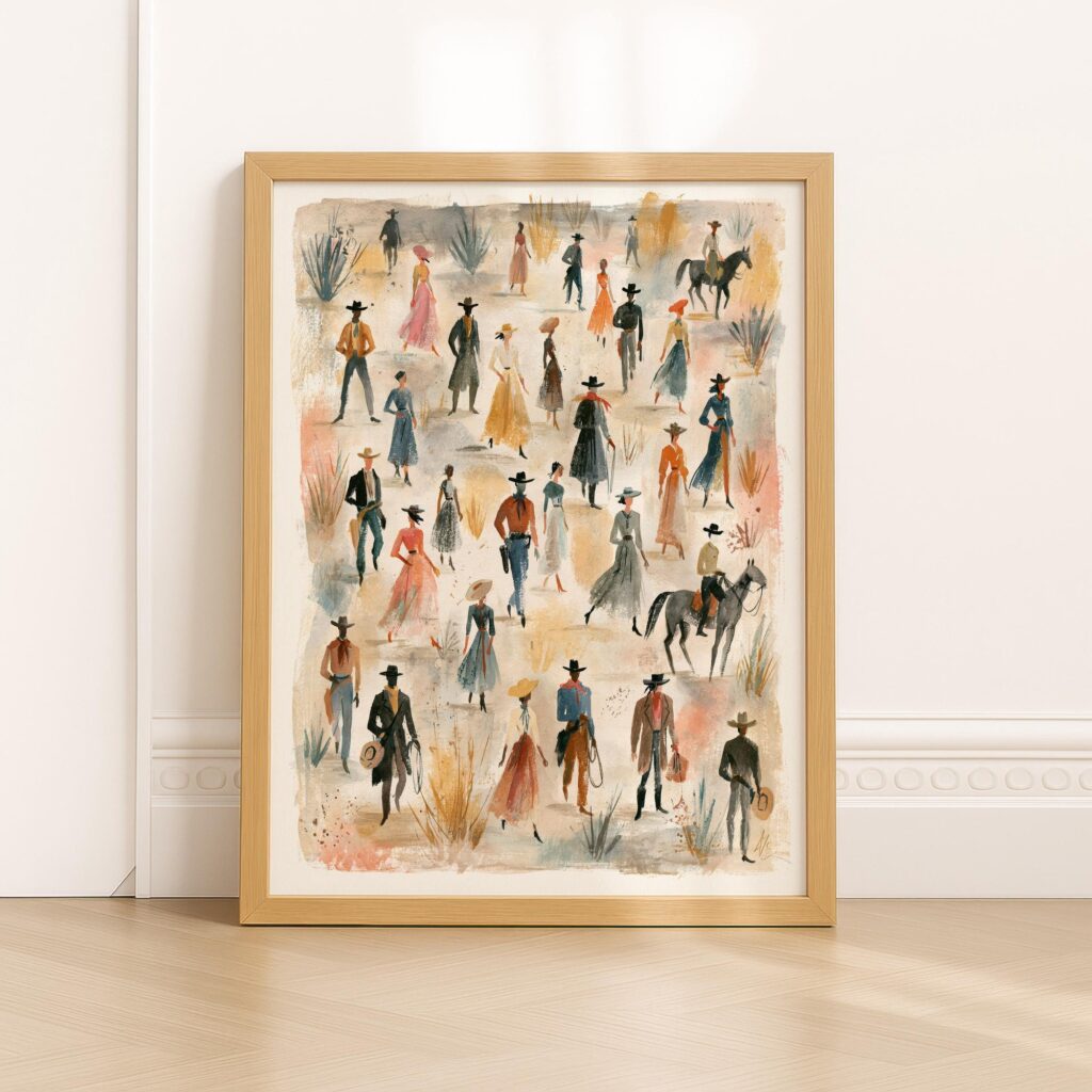 Western Cowboy Cowgirl Print
