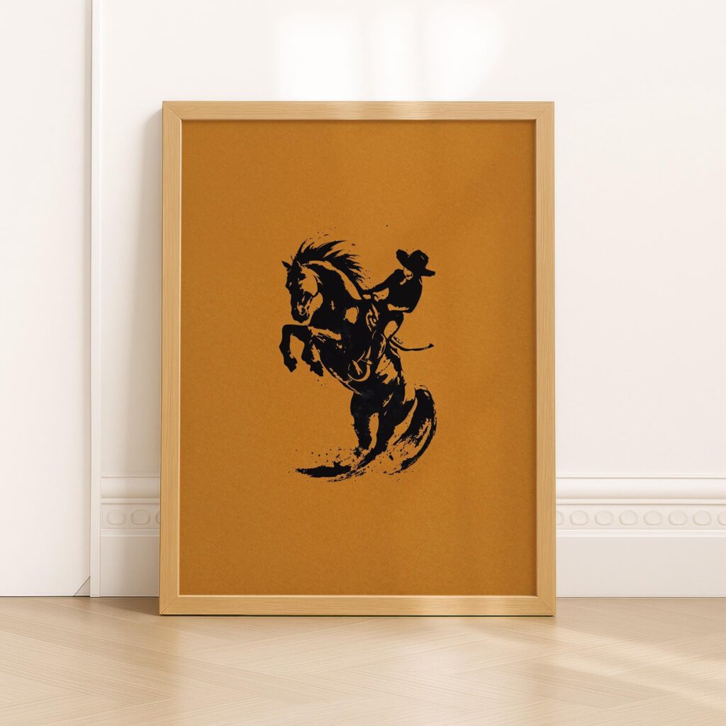 Western Cowgirl Bronco Wall Art