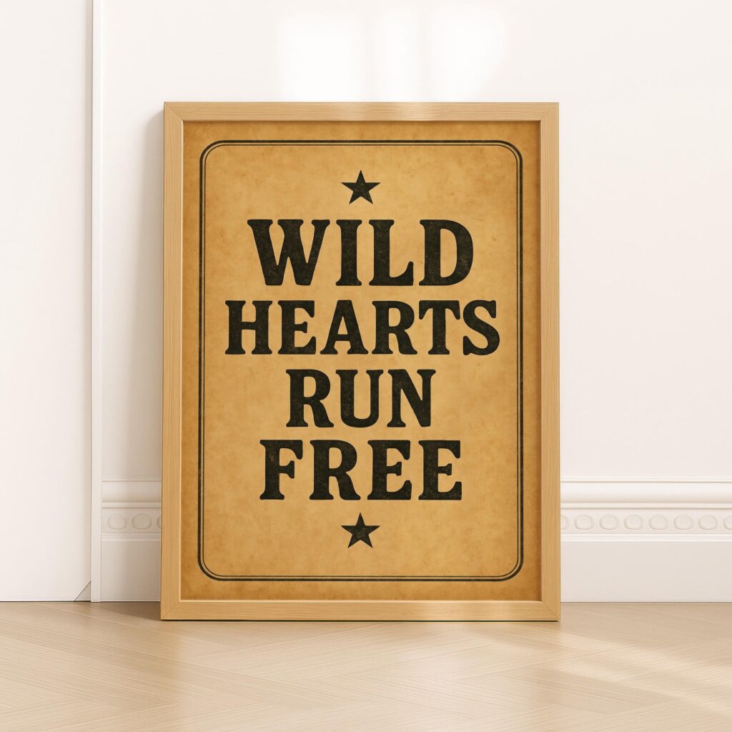 Wild Hearts Run Free Western Sign Print
