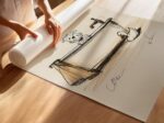 Dog Bath Time Art Print with Whimsical Pet Illustration for Bathroom Wall Decor