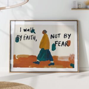Walk By Faith Art Print - Earth Tones, Scripture Wall Decor
