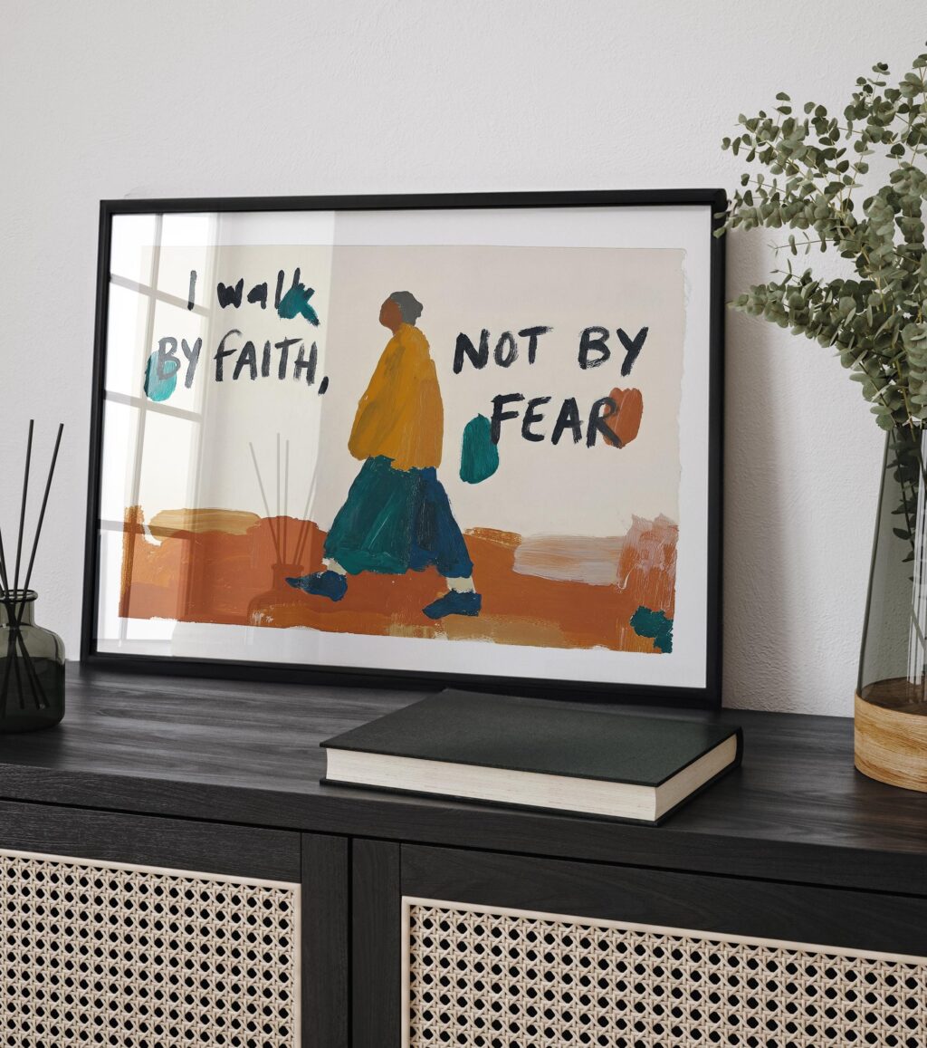Walk By Faith Art Print - Earth Tones, Scripture Wall Decor