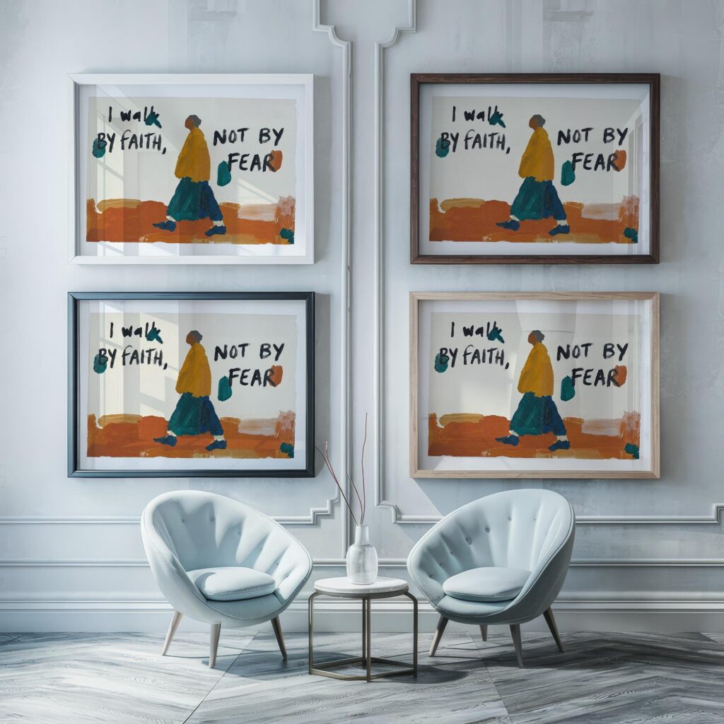 Walk By Faith Art Print - Earth Tones, Scripture Wall Decor