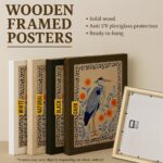 Heron Print - Folk Botanical Wall Art, Blue & Marigold