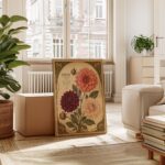 Dahlia Print: Art Nouveau Vintage Botanical Flower Wall Art Home Decor