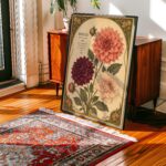 Dahlia Print: Art Nouveau Vintage Botanical Flower Wall Art Home Decor