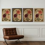 Dahlia Print: Art Nouveau Vintage Botanical Flower Wall Art Home Decor