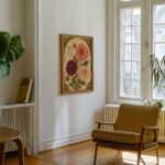 Dahlia Print: Art Nouveau Vintage Botanical Flower Wall Art Home Decor