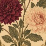 Dahlia Print: Art Nouveau Vintage Botanical Flower Wall Art Home Decor