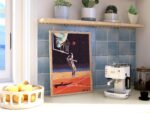 Astronaut Basketball Art Print: Retro Sci-Fi Sports Poster