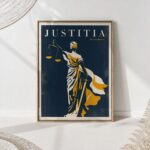 Lady Justice Retro Poster: Justitia Scales of Justice Law Office Wall Art
