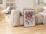 Marathon Colorful Runners Sport in a dark espresso frame in a living room