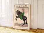 Safari Fashion Poster Magazine Cover, Retro Woman on Zebra Print