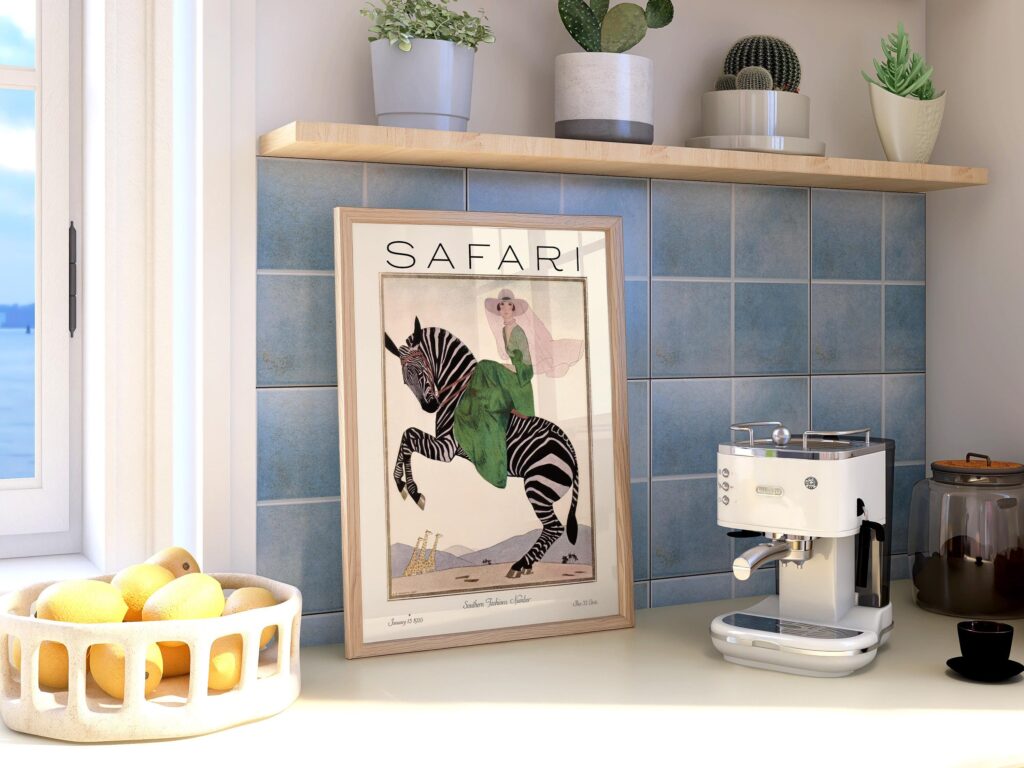 Safari Fashion Poster Magazine Cover, Retro Woman on Zebra Print