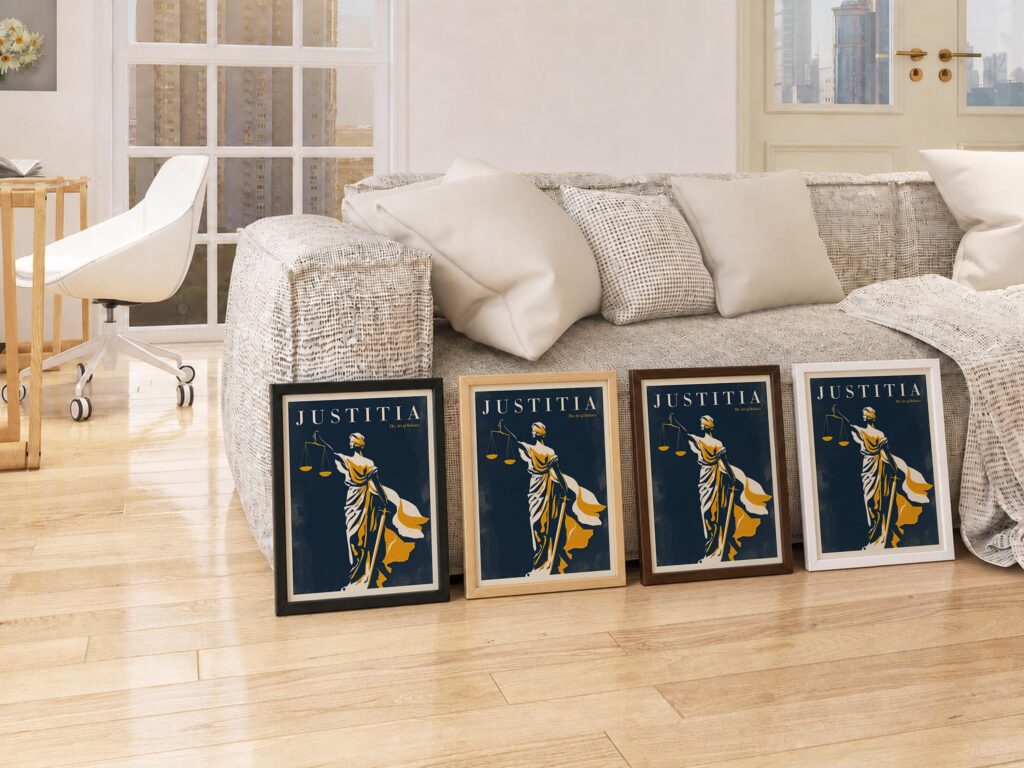 Lady Justice Retro Poster: Justitia Scales of Justice Law Office Wall Art