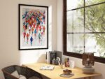 Marathon Colorful Runners Sport in a black frame above a desk in a home office